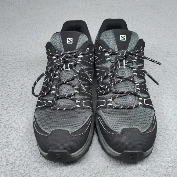 Salomon Aramis Hiking Shoes Mens 10 US Gray Black Blue Outdoor Walking EUC