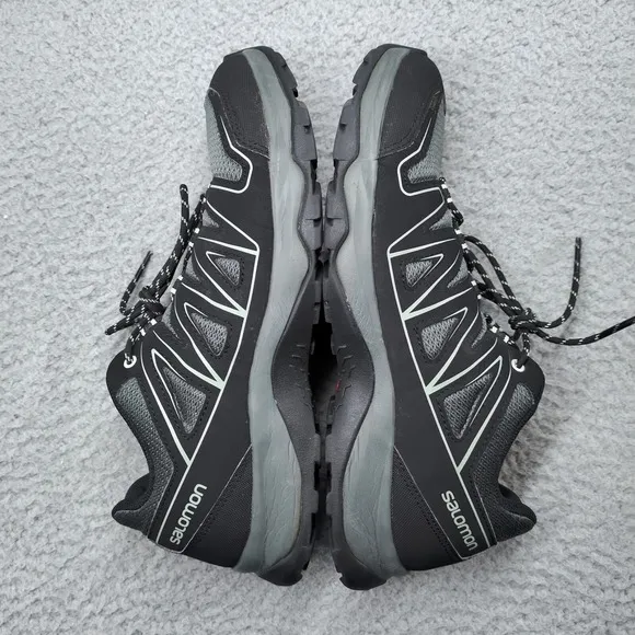 Salomon Aramis Hiking Shoes Mens 10 US Gray Black Blue Outdoor Walking EUC