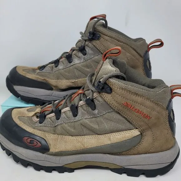 Salomon ContagripTrail Hiking Trekking Shoes Leather Brown Mens Size 10 Mountain