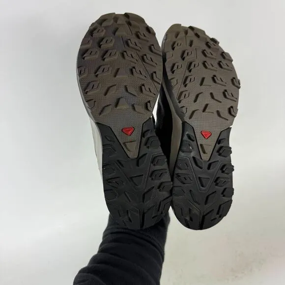 Salomon Outrise Gore-Tex Hiking Shoes Womens 8.5 Black Gray Mesh Lace-Up Low Top