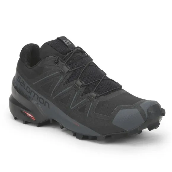 SALOMON SPEEDCROSS 5 TRAIL RUNNING SHOES FOR MEN, BLACK/BLACK/PHANTOM, 11