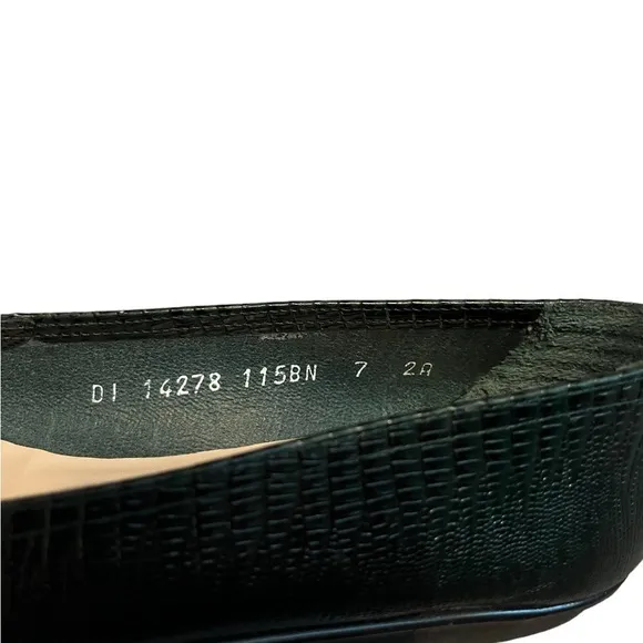 Salvatore Ferragamo Ballet Flat Black and Forest Green Snakeskin Shoes