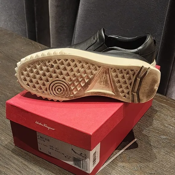 Salvatore Ferragamo Black Cruise Willy Slip-On Sneakers