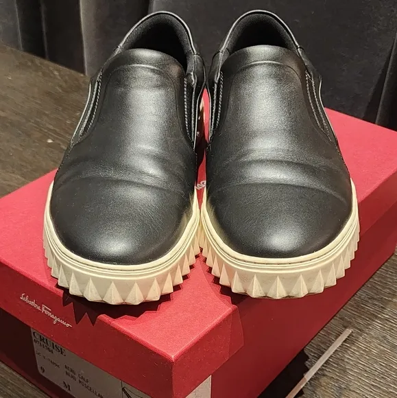 Salvatore Ferragamo Black Cruise Willy Slip-On Sneakers