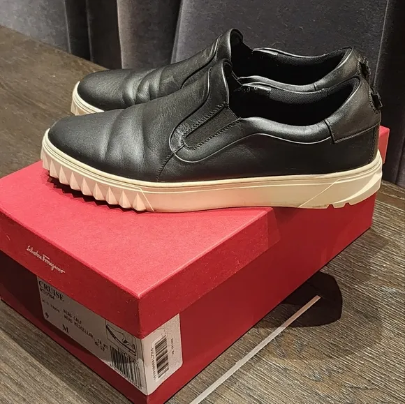 Salvatore Ferragamo Black Cruise Willy Slip-On Sneakers