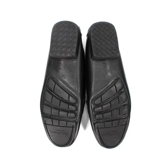 Salvatore Ferragamo Black Leather Silver Gancini Bit Driving Loafer 36.5 E Shoes