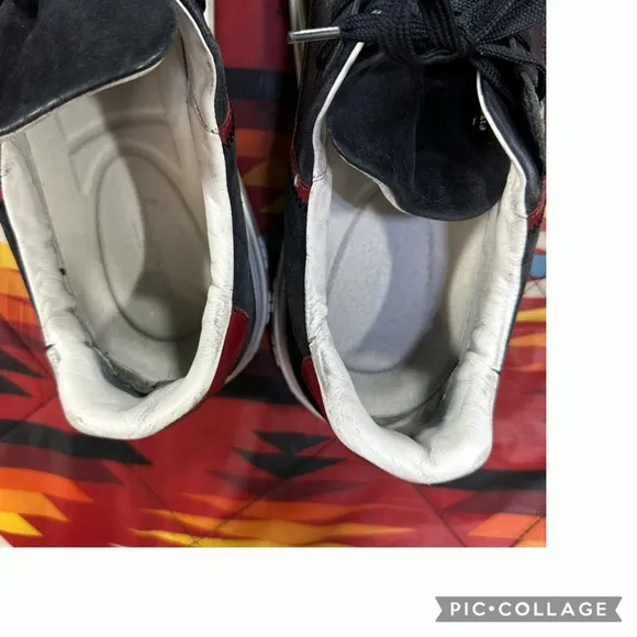 Salvatore Ferragamo Black Red Low Top Sneakers Casual Shoes Men’s Size 10 M