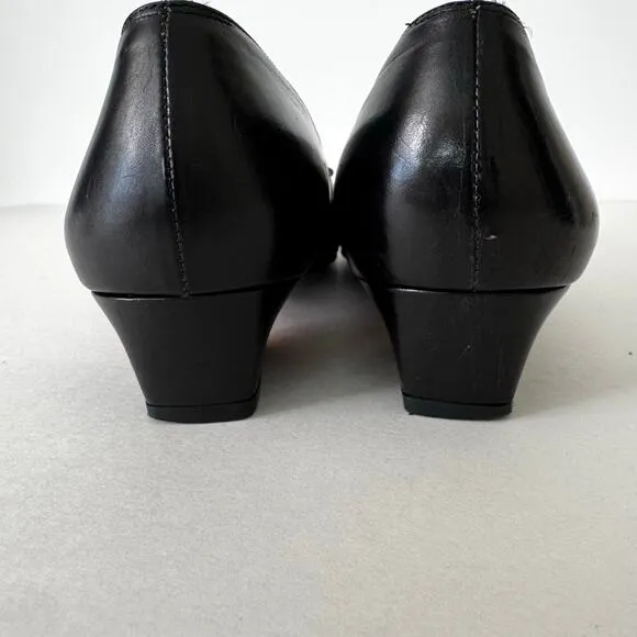 Salvatore Ferragamo Kitten Heel Black Vara Bow Shoes Leather Pumps 9.5AA