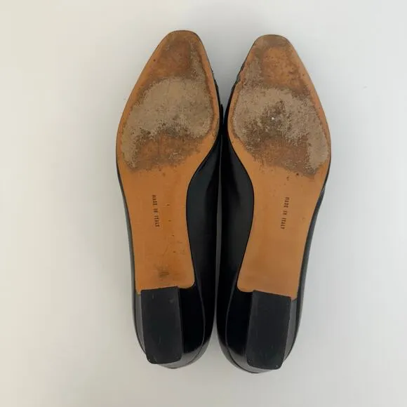 Salvatore Ferragamo Kitten Heel Black Vara Bow Shoes Leather Pumps 9.5AA