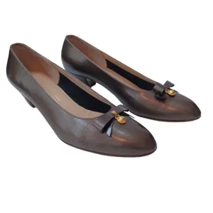 Salvatore Ferragamo Shoes Bow On Toe Low Heel Pumps Classic Womens 9