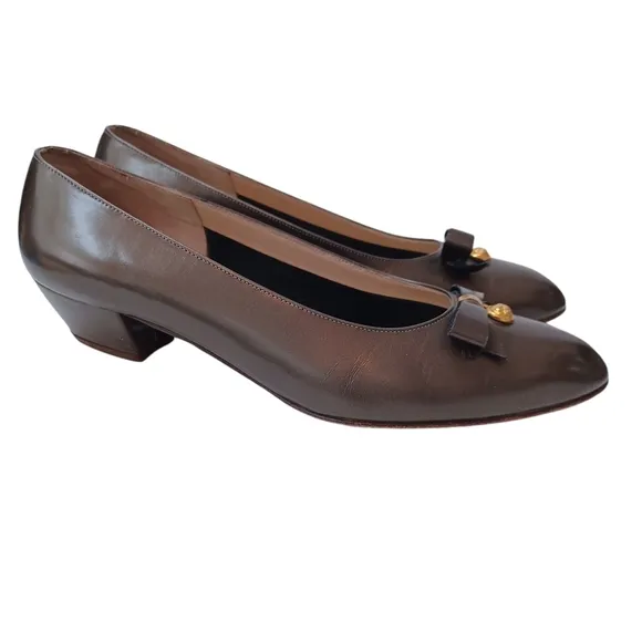 Salvatore Ferragamo Shoes Bow On Toe Low Heel Pumps Classic Womens 9