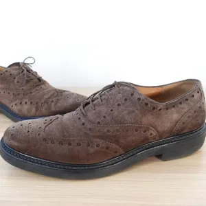 SALVATORE FERRAGAMO Shoes Men Leather 8.5 Brown Derby WIDE Italian Brogues $995