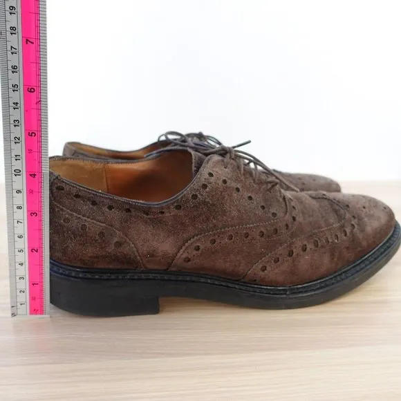 SALVATORE FERRAGAMO Shoes Men Leather 8.5 Brown Derby WIDE Italian Brogues $995