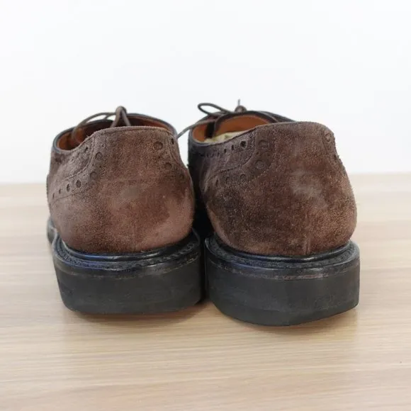 SALVATORE FERRAGAMO Shoes Men Leather 8.5 Brown Derby WIDE Italian Brogues $995