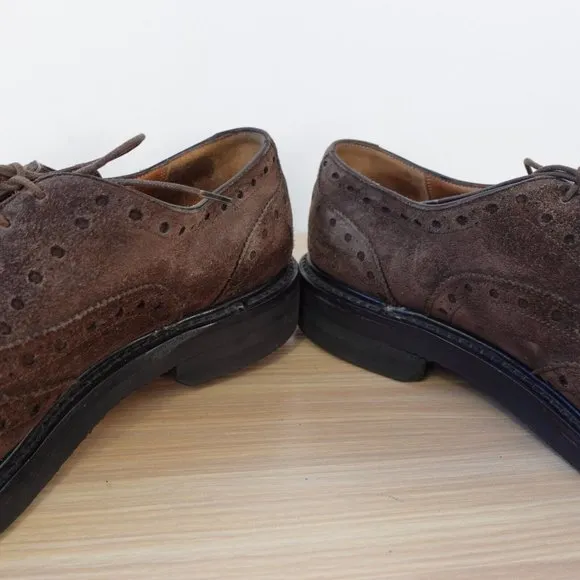 SALVATORE FERRAGAMO Shoes Men Leather 8.5 Brown Derby WIDE Italian Brogues $995