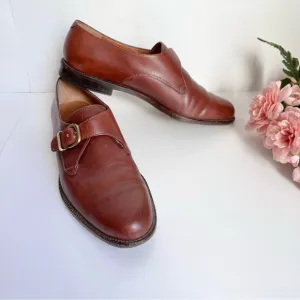 Salvatore Ferragamo SPORT Camel Leather Single Buckle Monk Strap Dress Shoes