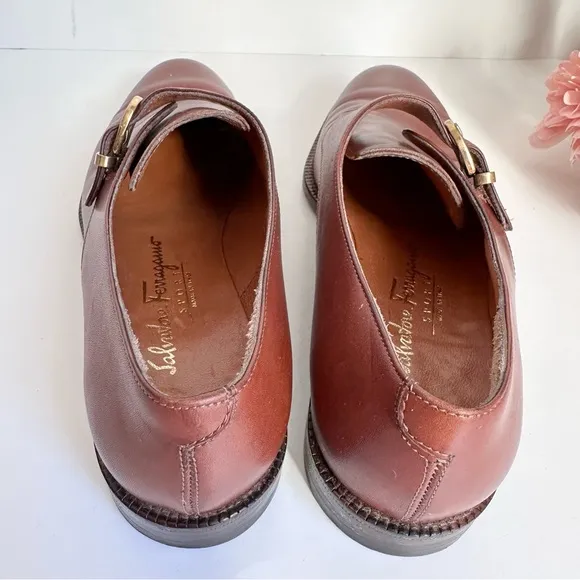 Salvatore Ferragamo SPORT Camel Leather Single Buckle Monk Strap Dress Shoes