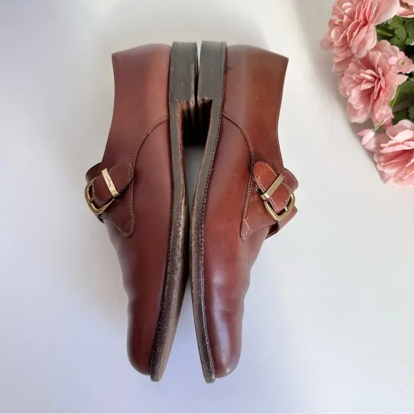 Salvatore Ferragamo SPORT Camel Leather Single Buckle Monk Strap Dress Shoes