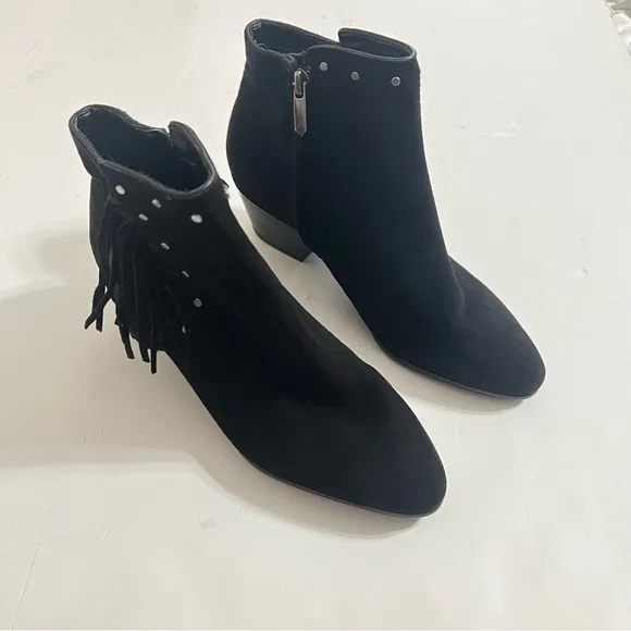 Sam Edelman Black Studded Fringe Boots