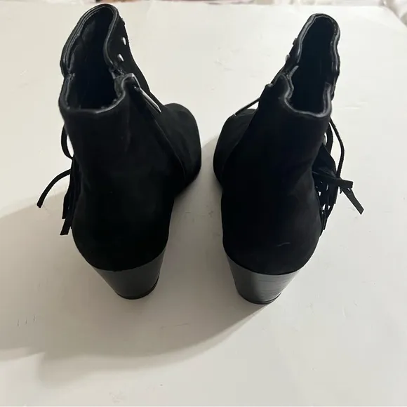 Sam Edelman Black Studded Fringe Boots
