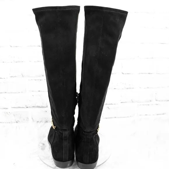 Sam Edelman Black Suede Leather Flat Knee High Riding Boots Womens Size 8 Clive
