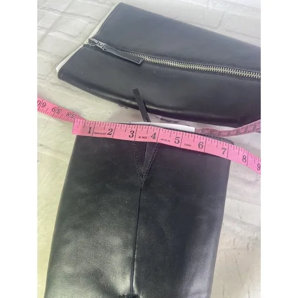 Sam Edelman Circus Phoebe Black Faux Leather Moto Riding Boots Womens Size 7.5 M