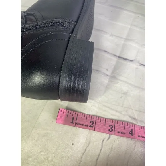 Sam Edelman Circus Phoebe Black Faux Leather Moto Riding Boots Womens Size 7.5 M