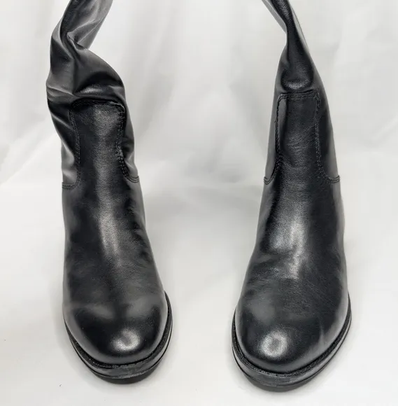 Sam Edelman Penny Knee-High Riding Boots Round Toe Leather Low-Heel