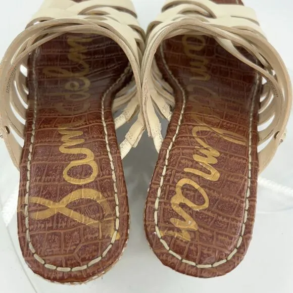 Sam Edelman Womens Devon Sandal Size 7 Leather Woven Ivory Wedge Platform