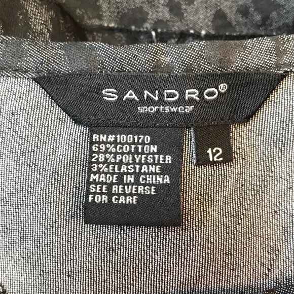 Sandro Sportswear Leopard Print A-line Skirt Size 12 Black and Gray
