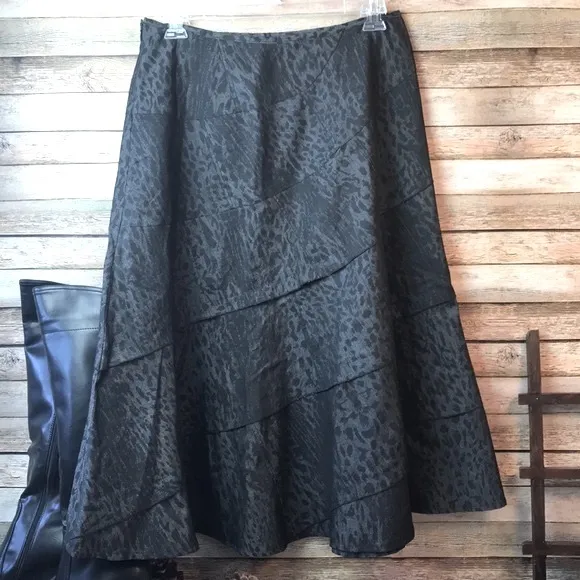 Sandro Sportswear Leopard Print A-line Skirt Size 12 Black and Gray