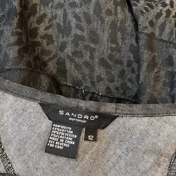 Sandro Sportswear Leopard Print A-line Skirt Size 12 Black and Gray