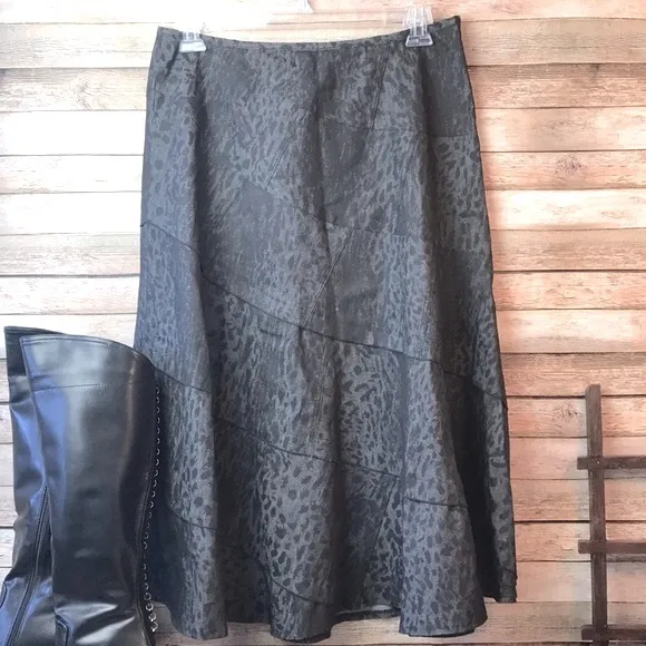 Sandro Sportswear Leopard Print A-line Skirt Size 12 Black and Gray