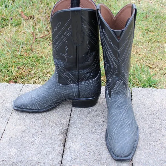 Santana's Boots Safari Grey Elephant  French toe men's cowboy boots, size 9.5D.