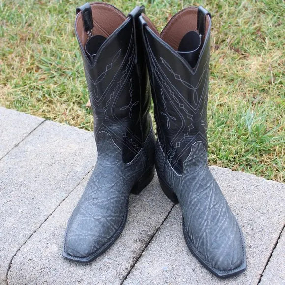 Santana's Boots Safari Grey Elephant  French toe men's cowboy boots, size 9.5D.