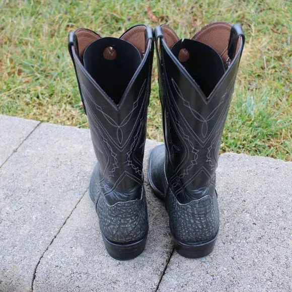 Santana's Boots Safari Grey Elephant  French toe men's cowboy boots, size 9.5D.