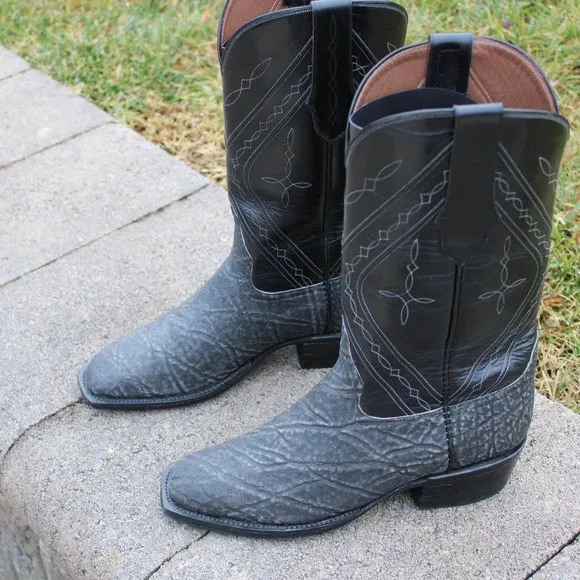 Santana's Boots Safari Grey Elephant  French toe men's cowboy boots, size 9.5D.