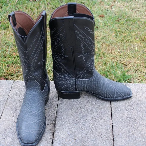 Santana's Boots Safari Grey Elephant  French toe men's cowboy boots, size 9.5D.