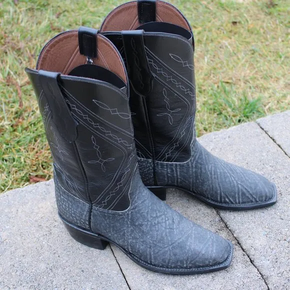 Santana's Boots Safari Grey Elephant  French toe men's cowboy boots, size 9.5D.