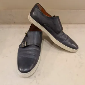 Santoni Atlantis Dark Blue Double Monk Strap Leather Sneaker 9 US