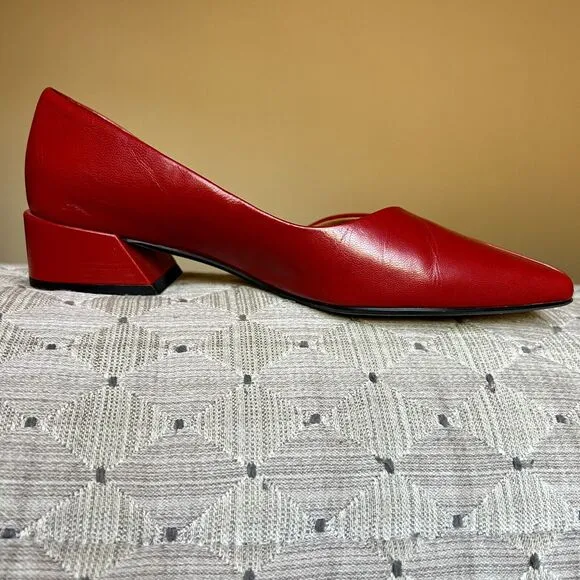 Sarto by Franco Sarto Monana Red Leather Slip On Flat Low Block Heel Women’s 6 M