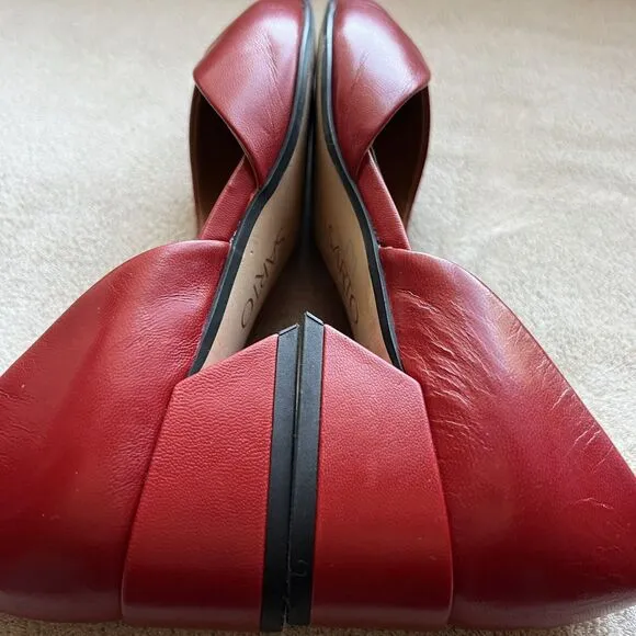 Sarto by Franco Sarto Monana Red Leather Slip On Flat Low Block Heel Women’s 6 M