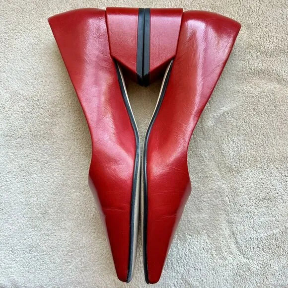 Sarto by Franco Sarto Monana Red Leather Slip On Flat Low Block Heel Women’s 6 M