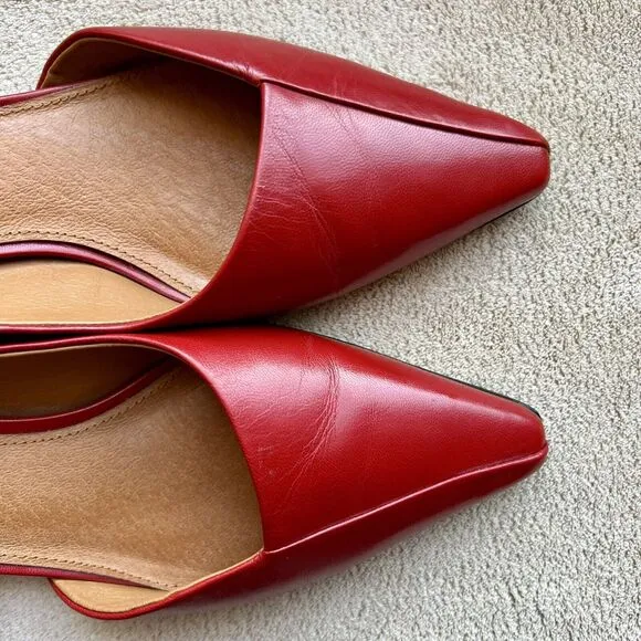 Sarto by Franco Sarto Monana Red Leather Slip On Flat Low Block Heel Women’s 6 M