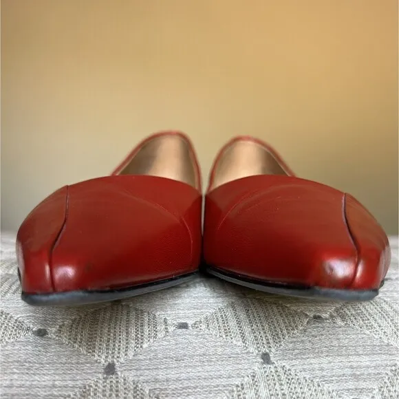 Sarto by Franco Sarto Monana Red Leather Slip On Flat Low Block Heel Women’s 6 M