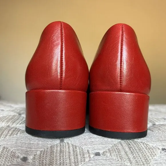 Sarto by Franco Sarto Monana Red Leather Slip On Flat Low Block Heel Women’s 6 M
