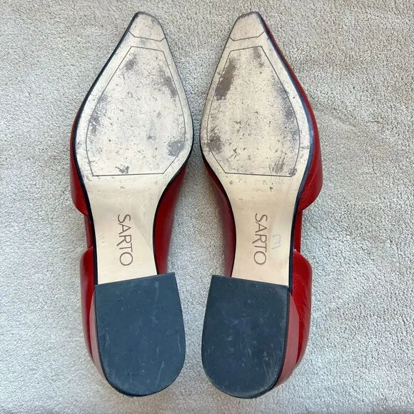 Sarto by Franco Sarto Monana Red Leather Slip On Flat Low Block Heel Women’s 6 M