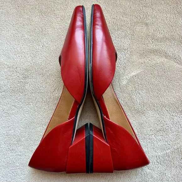 Sarto by Franco Sarto Monana Red Leather Slip On Flat Low Block Heel Women’s 6 M