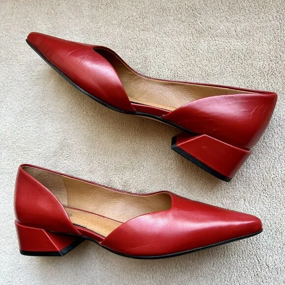 Sarto by Franco Sarto Monana Red Leather Slip On Flat Low Block Heel Women’s 6 M