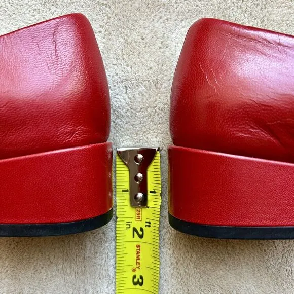 Sarto by Franco Sarto Monana Red Leather Slip On Flat Low Block Heel Women’s 6 M